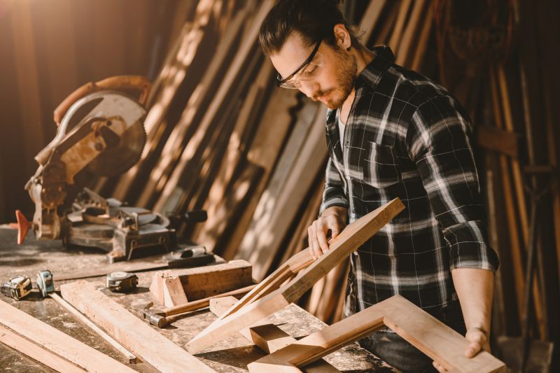 Carpenter working on a wood ramp